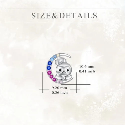 Miniatura 4 de YFN Aretes de tuerca de plata de ley con diseño de luna y animales lindos para mujeres y niñas
