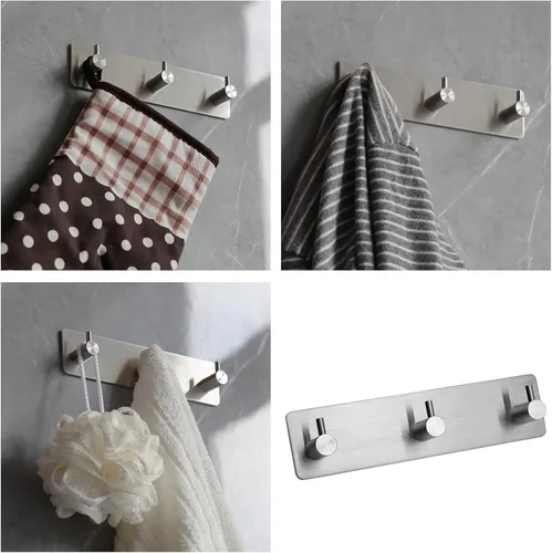 Miniatura 5 de giti island Ganchos autoadhesivos para toallas de baño, níquel cepillado para colgar en la pared, colgador de baño, pelar y mate, gancho