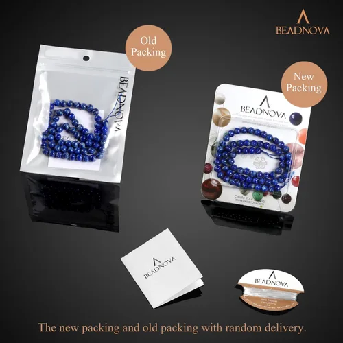 Miniatura 6 de Cuentas de lapislázuli azul BEADNOVA con cuentas de cristal natural, piedras preciosas, redondas, sueltas, curativas de energía con cordón elástico