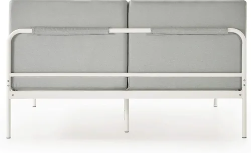 Miniatura 5 de Mellow Maggie - Cama de plataforma de metal con cabecera tapizada con cojín, listones de acero, fácil montaje, gris cielo, tamaño Queen Gris