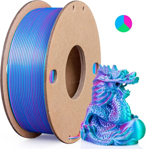 Filamento de seda PLA para impresora 3D Filamento de seda PLA de triple color 1.75mm Filamento para impresión 3D Compatible con la mayoría de Tri