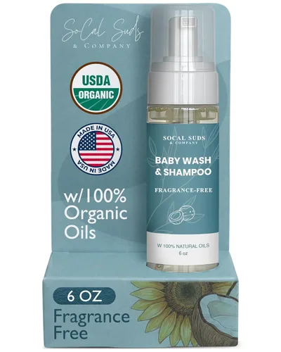 Miniatura 16 de SoCal Suds & Company Champú y gel de baño orgánico 2 en 1 para bebés y gel de baño, jabón de Castilla, jabón corporal suave y champú para pieles