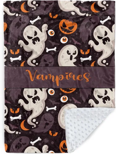 Miniatura 11 de Manta de bebé personalizada de Halloween, manta con nombre personalizado para niños pequeños, franela suave con respaldo de puntos de doble capa