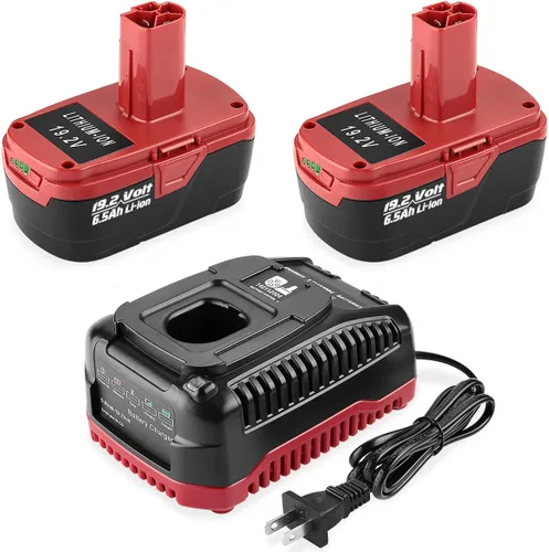 Paquete de 2 baterías de litio C3 de 6.5 Ah de repuesto para batería Craftsman de 19.2 voltios + cargador Craftsman de 19.2 V para XCP 130279005