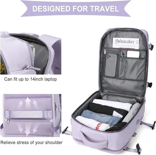 Miniatura 7 de WONHOX Mochila de Viaje Grande Equipaje de Mano Aprobada para Vuelo Mochila de Trabajo y Negocios para Portátil para Mujeres y Hombres Mochila
