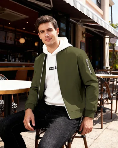 Miniatura 2 de WULFUL Chaqueta Bomber para Hombre Ligera Casual Cortavientos con Cremallera Abrigo con Bolsillo