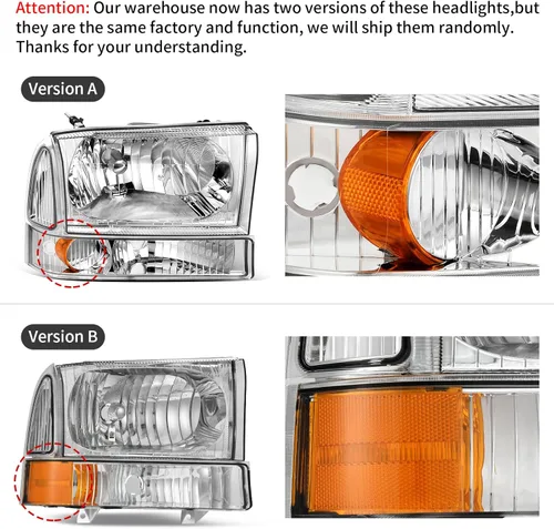 Miniatura 7 de DWVO Ensamblaje de faros Compatible con Ford F-250 F-350 F-450 F-550 Super Duty 1999-2004/Ford Excursion Pickup Truck 2000-2004 Señal Lámparas