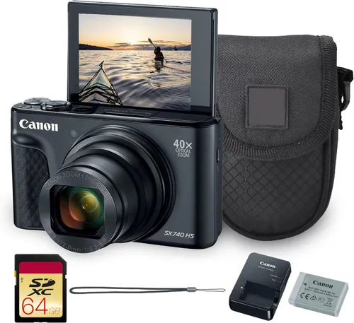 Canon PowerShot SX740 HS - Cámara digital | Sensor CMOS de 20.3 MP, zoom óptico 40x, video UHD 4K, Wi-Fi y Bluetooth | Cámara compacta de apuntar y