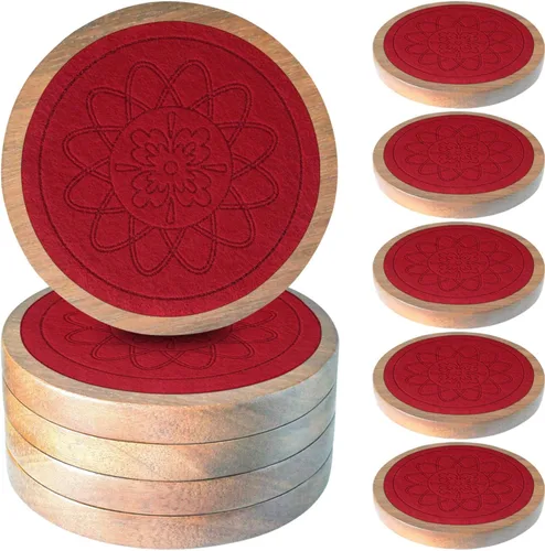 Miniatura 10 de Posavasos de madera para bebidas, Minacun conjuntos de posavasos absorbentes de 5, posavasos para bebidas para protección de mesa de café