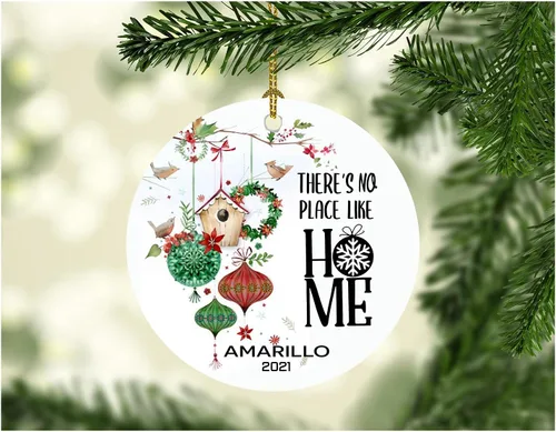 Merry Christmas 2022 Ornaments Xmas Decoration for Home Amarillo City There's No Place Like Home Decor Ornament Keepsake Decorations Holiday Gift