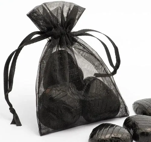 Miniatura 6 de Bolsa de regalo de organza de 4 x 6 pulgadas con cordón para joyas, dulces, paquete de 100 sobres negros transparentes, bolsas de malla de tela