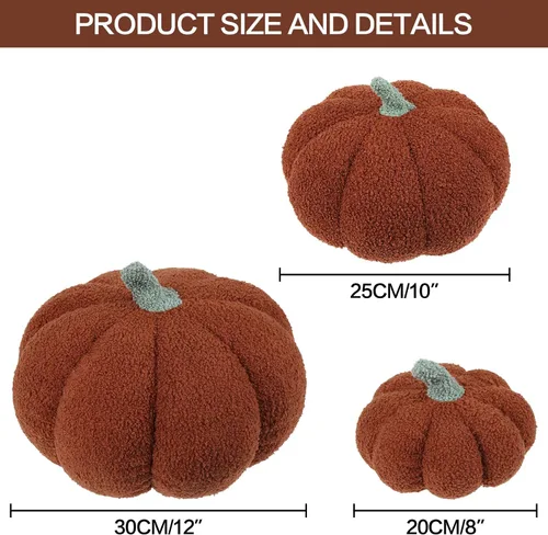 Miniatura 2 de RoseCraft Almohadas de calabaza, 3 piezas, cojines de otoño, decoraciones de Acción de Gracias, felpa esponjosa de otoño para dormitorio, sofá