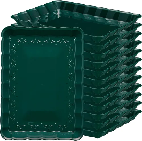 Miniatura 19 de Plasticpro - Bandejas de plástico para servir, rectangulares, 9 x 13 pulgadas, plato desechable para fiesta, incluye 4 bandejas Transparente