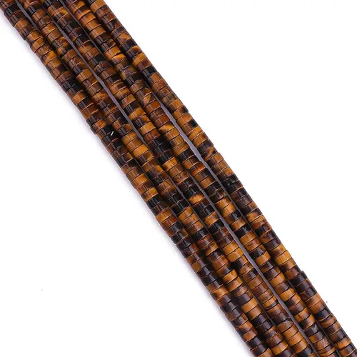 Miniatura 3 de BEADIA Cuentas espaciadoras naturales de ojo de tigre amarillo en forma de tapa, cuentas sueltas semipreciosas para hacer joyas de 6mmx3mm 38cm