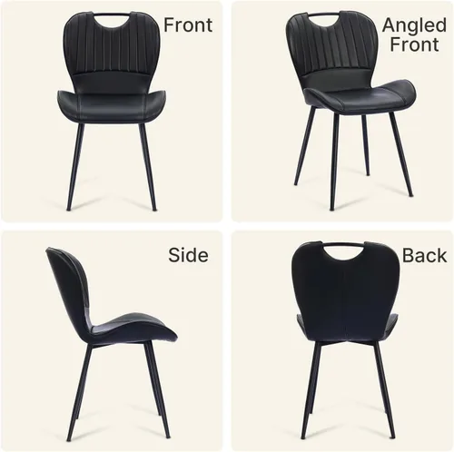 Miniatura 5 de Juego de 4 sillas de comedor, modernas sillas de cocina y comedor de piel sintética con patas de metal, soporte ergonómico para la espalda
