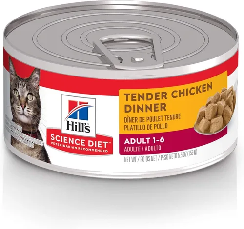 Miniatura 16 de Hill's Science Diet Adulto 1-6, Nutrición Premium para Adultos 1-6, Alimento Húmedo para Gatos, Pollo Picado, Lata de 5 oz, Caja de 24