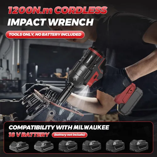 Miniatura 4 de Llave de impacto inalámbrica de 1/2 pulgada para batería Miwaukee de 18V, 900 pies-libras (1200 N.m), atornillador de impacto sin escobillas con 4