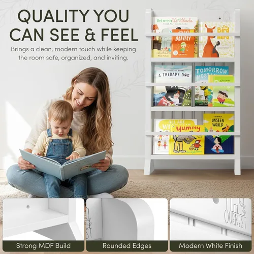 Miniatura 7 de OurNest Estantería magnética deslizante y marcadores H-31 para niños y bebés, de madera con tres niveles para lectura, creatividad y Montessori