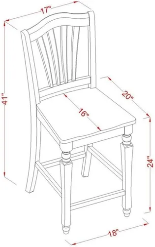 Miniatura 6 de East West Furniture TRCH5-BLK-W - Juego de pub de 5 piezas de altura de mostrador que incluye una mesa de comedor redonda y 4 sillas de comedor