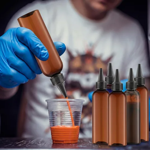 Miniatura 6 de Tanlade 200 botellas de plástico de 2 onzas para exprimir a granel Boston dispensadoras de aceite vacías para el cabello con tapa para aceites