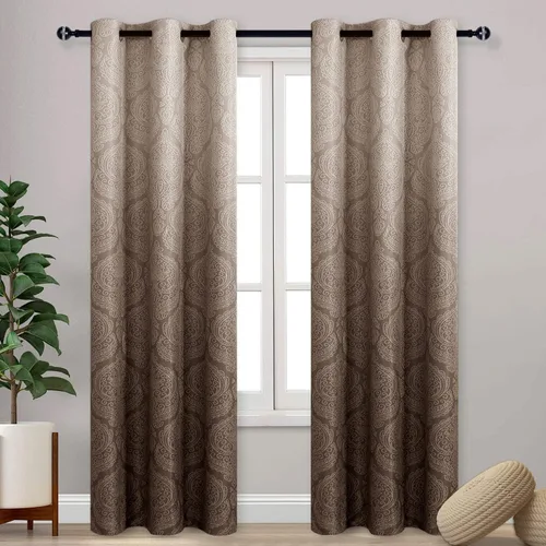 Miniatura 122 de DWCN - Cortinas blackout para dormitorio, diseño de damasco con aislamiento térmico y ojales, para sala de estar, juego de 2 paneles de cortina Gris