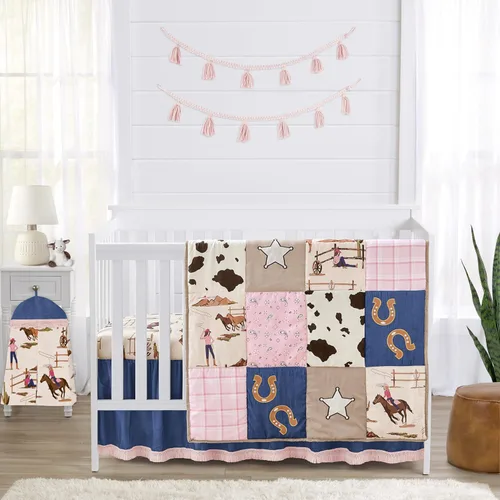 Miniatura 8 de Sweet Jojo Designs Juego de ropa de cama para cuna de bebé de 4 piezas (vaquero occidental) para niños, bebés/guardería, incluye manta, sábana