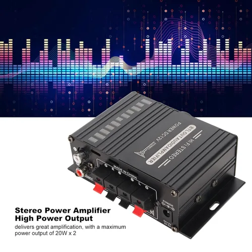 Miniatura 2 de Amplificador de potencia, AK-160BT Bluetooth 5.0 audio estéreo, receptor amplificador de 2 canales 20 W x 2, mini amplificador de potencia
