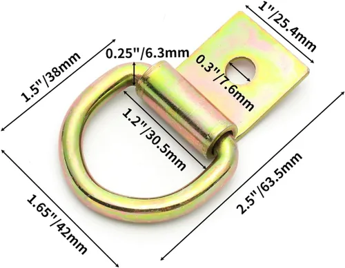 Miniatura 4 de 6 ganchos de anclaje de acero con anillo en D para sujeción, anillos de amarre resistentes de acero recubierto de zinc de 1/4 pulgadas para anclajes