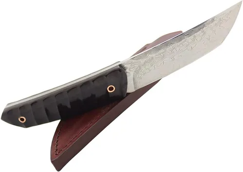 Miniatura 6 de MASALONG VG10 Damasco Short tanto cuchillo kni198 Hoja fija de espiga completa (mango negro)