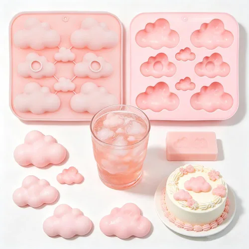 Miniatura 2 de Paquete de 2 moldes de silicona con forma de nube, bandeja, molde de chocolate en forma de nube, molde de fondant 3D para pasteles, alimentos