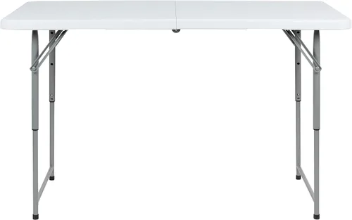 Miniatura 6 de Flash Furniture Mesa plegable de plástico blanco de granito biplegable ajustable de altura de 4 pies