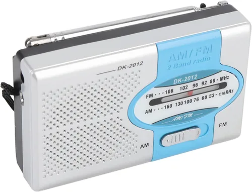 Miniatura 7 de Radio portátil, radio transistor de bolsillo AM FM con altavoz y conector para auriculares, para viajes al aire libre y uso doméstico (azul plateado)