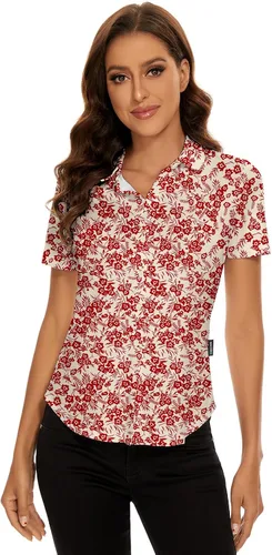 Miniatura 3 de Soneven Camisa polo de manga cortasin mangas para mujer, cuello en V, con botones