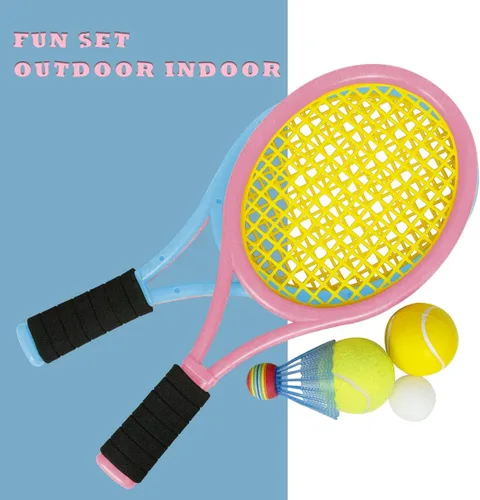 Miniatura 4 de Raquetas de tenis para niños con bolsa de transporte, pelotas de entrenamiento suaves y pájaros de bádminton, juego de regalo de raquetas de tenis