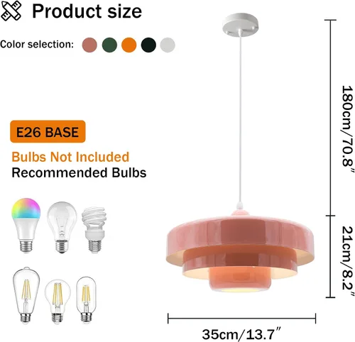 Miniatura 5 de Lámpara Colgante Rosa de Mediados de Siglo, Lámpara Colgante Nórdica, Accesorio de Iluminación Colgante, Luz de Techo Colgante con Diseño