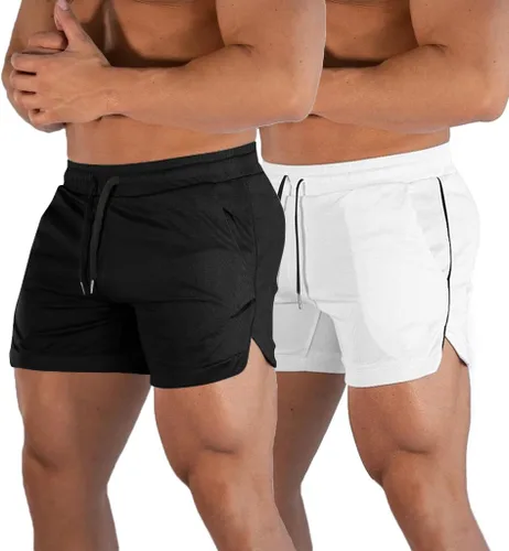 Miniatura 10 de FLYFIREFLY Pantalones cortos de entrenamiento de gimnasio para hombre, ligeros, atléticos, pantalones cortos para entrenamiento de culturismo