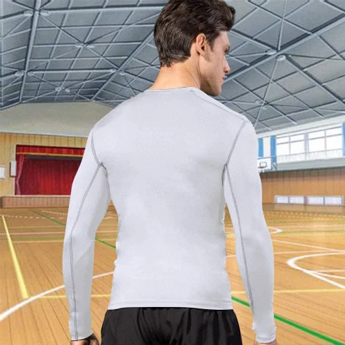 Miniatura 3 de Camisas de compresión de manga larga para hombre, ropa interior de entrenamiento deportivo fresco y seco, camiseta atlética para correr, gimnasio