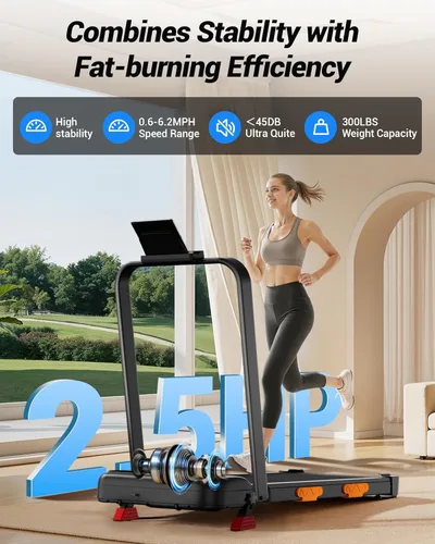 Miniatura 4 de CURSOR FITNESS Caminadora 3 en 1 con inclinación del 15%, 0.6-6.2MPH, plegable, silenciosa, para oficina en casa, 2.5 HP debajo del escritorio