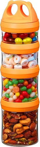 Miniatura 11 de SELEWARE Contenedores apilables portátiles de almacenamiento de alimentos para aperitivos, fórmula en polvo y bebidas, sistema de bloqueo giratorio