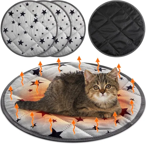Miniatura 10 de Namalu Paquete de 4 Camas Autocalentables para Gatos, Alfombrilla Autocalentable para Gatos con Patrón de Estrella, Almohadilla Suave para Jaula