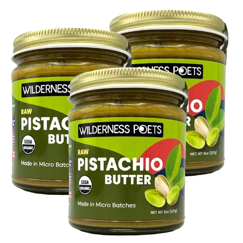 Miniatura 13 de Wilderness Poets, Mantequilla de pistacho - Orgánica, cruda, 100% pistacho (64 onzas - 4 libras) - Tarro de vidrio de medio galón - Perfecto