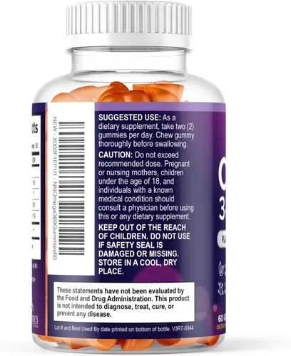 Miniatura 8 de Gomitas Omega 3 6 9 – Suplemento vegano Omega 3 Gomitas – Aceite de ácidos grasos esenciales 369 Complejo de apoyo cardíaco y apoyo cerebral
