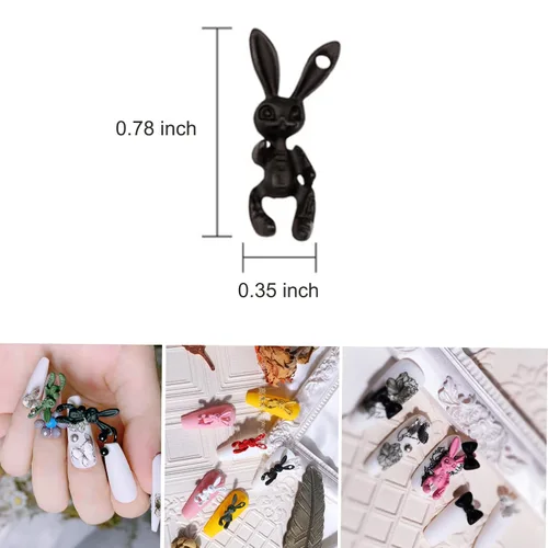Miniatura 3 de KWOLYKIM 20 dijes de conejo de calavera cruzada, dijes de uñas de conejo para uñas de limo, manualidades, álbumes de recortes, funda de teléfono