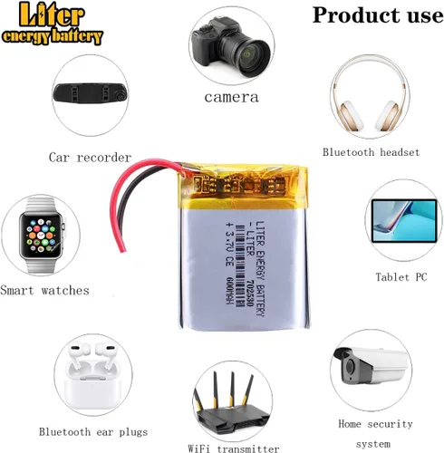 Miniatura 4 de Liter energy battery batería recargable 702530 del polímero de iones de litio de la batería 600mAh de 3.7V Lipo con dos líneas