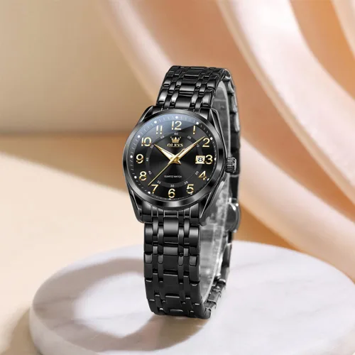 Miniatura 3 de OLEVS Reloj de pulsera de cuarzo para mujer, de acero inoxidable, impermeable, luminoso, fecha, fácil de leer, para mujer