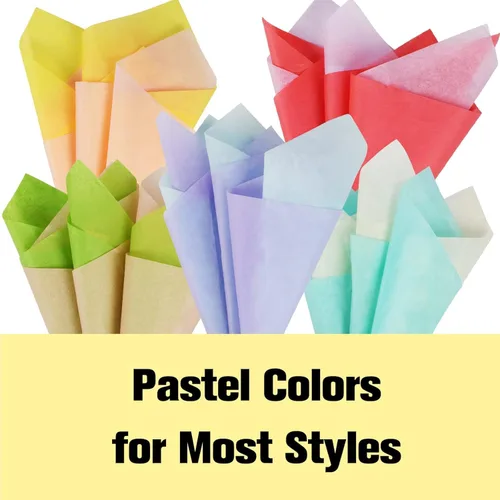 Miniatura 3 de Simetufy 60 hojas de papel de seda pastel para manualidades, arte y envoltura de regalos, 20 x 20 pulgadas Colores pastel