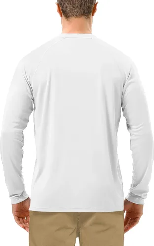 Miniatura 2 de Roadbox Camisas de Protección Solar UV UPF 50+ para Hombres Manga Larga SPF Rash Guard para Pesca Senderismo Natación Correr 2 Pack - blanco