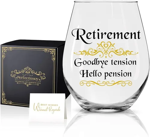 Perfectinsoy Vaso de vino con caja de regalo, regalo de jubilación 2025 para mujeres, compañeras de trabajo, amigas, jefas, enfermeras, regalos de