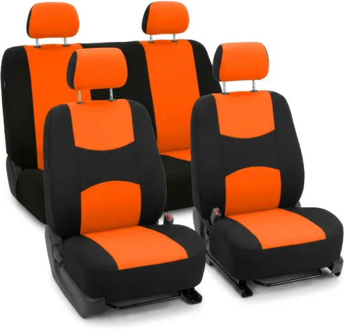 Miniatura 9 de FH Group Juego completo de fundas de asiento de automóvil de tela plana, color beige combo, diseño de fundas de asiento de automóvil pequeño
