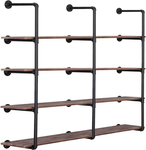 Miniatura 9 de Pynsseu Estante Industrial de Tubo de Hierro para Montaje en Pared, Estantería Abierta DIY de Granja, Estantes de Tubo para Cocina Baño, Librerías